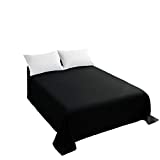 Sfoothome Queen Flat Sheet Black Top Sheet, Premium Hotel 1-Piece, Luxury and Soft 1500 Thread Count Quality Bedding Flat Sheet, Wrinkle-Free, Stain-Resistant