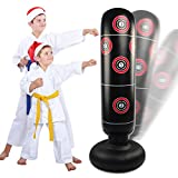 Inflatable Kids Punching Bag - 63 Inches Boxing Bag for Boys Training Karate Taekwondo MMA- Kicking Bag with Stand for Toddlers - Perfect Boxing Equipment for Kid Birthday Christmas Toys Gifts