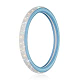 OTOSTAR Luxury Litchi Soft Leather Crystal Steering Wheel Cover, with 3444pcs Premium Bling Bling Full Diamond 15 inch (Turquoise)