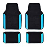 CAR PASS Rainbow Waterproof Universal Fit Car Floor Mats, Fit for SUV,Vans,sedans, Trucks,Set of 4(Black with Blue)