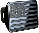 eVerHITCH USA Stainless Steel Flag Emblem Metal Hitch Cover (Fits 2" Receivers, Black)