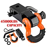 AUTOBOTS Tow Hitch Receiver 2", 45,000 Lbs Break Strength Heavy Duty Receiver with 5/8" Screw Pin, 3/4 Shackle, Towing Accessories for Vehicle Recovery Off-Road Orange&Black