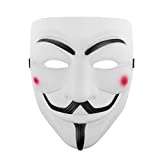 Udekit Hacker Mask White V for Vendetta Face Mask for Women Men Halloween Costume Cosplay White