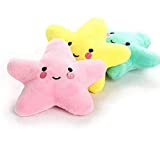 Pet Bite Squeaky Toys Smile Star Cute Stuffed Toys for Dogs Puppy Biting BB Sound Chew Squeaker Cloud Shape Plush Toy for Cats & Small Animals Exercise Entertainment,3 Pack (Star)