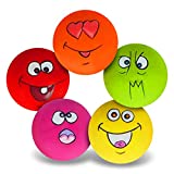 Dog Toy,Squeaky Dog Toys Chewing Durable Teething Latex Rubber Soft Interactive Fetch Play Dog Balls with Funny Face for Puppy Small Medium Pet Dog (5PCS)