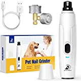Bonve Pet Dog Nail Grinder, Upgraded Cat Dog Nail Trimmers Super Quiet Dog Nail Clipper with 2 Grinding Wheels, USB Rechargeable Pet Nail Clippers for Small Large Cats Dogs Breed Nails