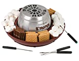Nostalgia LSM400 Indoor Electric Stainless Steel S'mores Maker with 4 Lazy Susan Compartment Trays for Graham Crackers, Chocolate, Marshmallows and 4 Roasting Forks