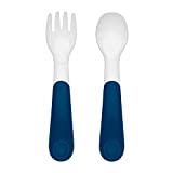 OXO Tot Plastic Fork & Spoon Set with Travel Case- Navy
