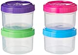 Sistema 4-Piece Salad Dressing and Condiment Containers with Lids for Lunch, Dishwasher Safe, 1.18-Ounce, Multicolor