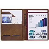 Jack&Chris Leather Portfolio, A4 Document Folder Legal Pad Padfolio, Professional Writing Letter Notepad Clipboard Sleeve Organizer, Resume Folio Binder for Men&Women,JC1823 (Russet Brown)