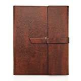 GALLAWAY LEATHER Padfolio Portfolio Folder  Slim Portfolio Folio Organizer Holder for Letter Legal A4 Note Pads Notebooks for Men Women Refillable Business Leather Portfolio Binder, Dark Chocolate