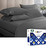 California Design Den Luxury Sheets 1000 Thread Count, 100% Cotton Sheets, Very Smooth Soft & Thick with Deep Pockets, Best Wrinkle Free King Sheets 4 Pc Set (Dark Gray)