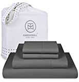 Certified 100% American Supima Cotton Sheets, King-Sheets, 1000 Thread Count, 4 Pc Luxury Bed Sheets Set, Hotel Quality Sateen Weave, Dark Grey Sheets with Elasticized Deep Pocket - by Threadmill