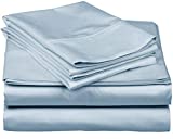 Pure Egyptian King Size Cotton Bed Sheets Set (King, 1000 Thread Count) Light Blue Bedding and Pillow Cases (4 Pc) – Egyptian Cotton Sheets King Size Bed- Sateen Sheets - 18” Deep Pocket King Sheets