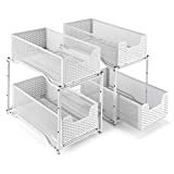 2 Pack - Simple Trending Stackable 2-Tier Under Sink Cabinet Organizer with Sliding Storage Drawer, White
