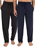Fruit of the Loom Men's Extended Sizes Jersey Knit Sleep Pant (2-Pack), Black/Navy, Medium