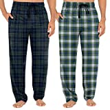 Fruit of the Loom Men's Woven Sleep Pajama Pant, Navy Plaid/Green Plaid, Large