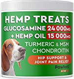 PawfectChew Hemp + Glucosamine Treats for Dogs - Made in USA Hip & Joint Supplement w/Hemp Oil Chondroitin MSM Turmeric - Natural Pain Relief - All Breeds Sizes - 120 Soft Chews