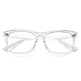 COASION Clear Glasses for Women Men Square Frame Fake Non-prescription Eyeglasses (Transparent)