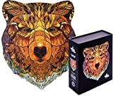 Wooden Puzzles for Adults Kids Families – Bear Russia Real Wood Jigsaw Animal Shaped Puzzles – 106 Unique Shape Pieces