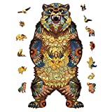 VARWANEO Wooden Jigsaw Puzzles for Adults and Kids,Unique Animal Shaped Wooden Puzzle Jigsaw Pieces,Magic Wooden Jigsaw Puzzles,Wood Cut Puzzles Adult (S-5.8"×11" 100 Pcs,Bear)