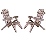 Lakeland Mills Cedar Log Patio Lounge Chair Set of 2