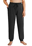 Weintee Women's Plus Size Cotton Joggers Sweatpants with Pockets 2X Black