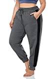 ZERDOCEAN Women's Plus Size Sweatpants Jogger Workout Pants Active Wear Casual Lounge Pants Drawstring with Pockets Dark Gray 2X