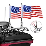 Gdcreestar 2 Pack Motorcycle Flag Pole Fold Down 90° and American Flag Flagpole Holder Bracket Fit for 1/2'' Luggage Rack Harley Touring Spring Honda Goldwing etc.