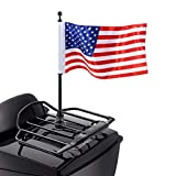 American Flag USA With Black Motorcycle Flag Pole Mount For Harley Davidson Honda Goldwing CB VTX CBR Yamaha - Fits 1/2" Round Luggage Rack