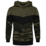 DUOFIER Men's Casual Pullover Hoodie Top Blouse Camouflage Printed, Camo Green-XL