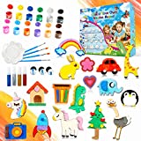 Paint Your Own Wooden Magnet,40 Pcs DIY Arts and Crafts for Kids Ages 4-8,Painting Craft Kit and Art Set for Kids,Christmas Crafts & Basket Stuffers,Party Toys for Boys and Girls