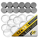 Ceramic Magnets for Crafts with Cabochons – Transparent Glass Dome 1 inch (25mm) and Ferrite Magnets 0.709 inches (18mm) Round Disc – Small Fridge Magnets and Clear Cabochons Tiles for Refrigerator