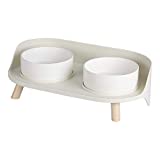 Cat Bowl for Food and Water - Elevated Dog Bowls with Stand - Raised Dog Cat Bowl Set - Double pet Bowl Dish for Small Dog | Cat | Puppy | Rabbit and with Splash Proof Guard for Less Mess