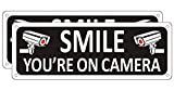 Smile You're on Camera Sign (2 Pack), Video Surveillance Sign Metal, 10" x 3.5" Home Security Signs for House Business, Camera Warning Sign Outdoor, Aluminum CCTV Sign for Yard