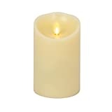 Luminara Realistic Artificial Flame Pillar Candle with Timer, 5-Inch, Ivory