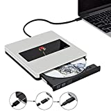 External DVD Drive USB 3.0 Type-C Portable CD/DVD +/-RW Drive CD ROM DVD Burner Optical Drive for MacBook Mac Laptop Desktop Windows,with USB3.0 Adapter & Protective Box(Silver)