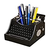 Amoysanli Retro Typewriter Pen Holder Decorative Resin Vintage Pencil Holders Desk Organizer for Writer's Desk (Black)