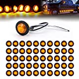 TMH 50 pcs 3/4 Inch Mount Amber 3 LED Mini Round Trailer Side Marker Indicator Lights Clearance Button Signal Lamps Universal for Trucks Lorry Boat Pickup Bus Caravan RV Waterproof Sealed Bulbs 12V DC