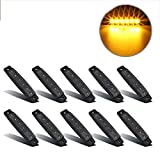 Partsam 10Pcs 3.8" Thin Amber Led Side Marker Clearance indicator Lights 6 LED Smoke Lens Waterproof 12V Trailer Lorry Van Led marker lights for trucks Sealed, Boat Marine Led Utility Strip Lights