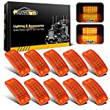 Partsam 10x 6" Rectangle Amber Led Side Marker and Clearance Trailer Lights 21LED w Reflectors Waterproof Sealed Rectangular Led trailer lights Turn Signal and Parking Lights 3 Wires Surface Mount