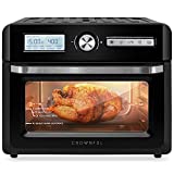 CROWNFUL 19 Quart Air Fryer Toaster Oven, Convection Roaster with Rotisserie & Dehydrator, 10-in-1 Countertop Oven, Original Recipe and 8 Accessories Included, UL Listed (Black)