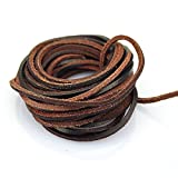 LolliBeads (TM) 3mm Flat Genuine Leather Strip Cord Braiding String Dark Brown Espresso (5 Yards)