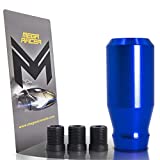 Mega Racer 8cm Blue Aluminum Shift Knob - for Buttonless Automatic and 4, 5 and 6 Speed Manual Transmission Vehicles, Interior Automotive Replacement Parts, 1 Piece