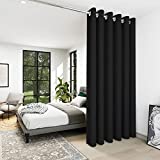 Deconovo Room Divider Curtains for Office (10ft Wide x 8ft Tall, 1 Panel, Black) Blackout Curtain Screen for Bedroom, Thermal Curtains, Soundproof Drapes for Sliding Door, Theater