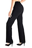 Yogipace, Belt Loops, Women's Petite/Regular/Tall Dress Pant Bootcut Yoga Work Pants Slacks Trousers Back Pockets Office Commute Travel, 29",Black,Size L