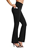 BALEAF 32" Women's Bootcut Yoga Pants High Waisted Stretch Long Tall Bootleg Flare Dress Work Pants with Pockets Black Medium