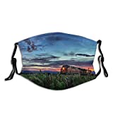 Minalo Face Cover Colorado Rocky Mountains Union Pacific Railroad Rail Road Train Locomotive Sunset Fire Sky Iron Balaclava Unisex Reusable Windproof Mouth Bandanas Outdoor Neck Gaiter with 2 Filters
