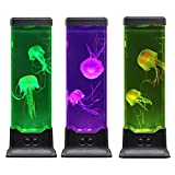 COLORLIFE Electric Jellyfish Tank Table Lamp with Color Changing Light Gift for Kids Men Women Home Deco for Room Mood Light for Relax(Black)