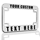Speedy Pros Metal Zinc Custom Bike License Plate Frame Custom Personalized Text Motorcycle Accessories License Plate Holder Chrome 4 Holes 1 Frame